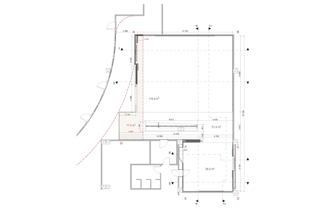 Renovating "Golden Circle Lounge" into "Russian Lounge" in the Kennedy Center of the Performing Arts. Plan � Sergey Skuratov ARCHITECTS