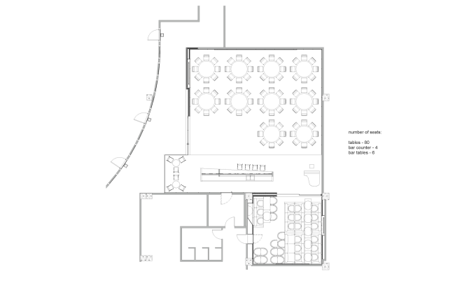Renovating "Golden Circle Lounge" into "Russian Lounge" in the Kennedy Center of the Performing Arts. Plan � Sergey Skuratov ARCHITECTS