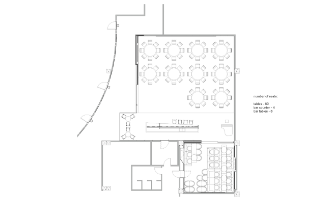 Renovating "Golden Circle Lounge" into "Russian Lounge" in the Kennedy Center of the Performing Arts. Plan  Sergey Skuratov ARCHITECTS