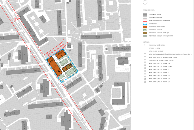 Residential complex on the Grishina Street. Location plan. Project, 2015 � Sergey Kiselev and partners