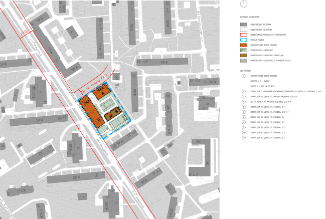 Residential complex on the Grishina Street. Location plan. Project, 2015  Sergey Kiselev and partners