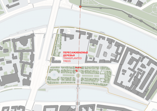 Multifunctional integrated development of the Sofiyskaya Embankment. Replanting the trees  Sergey Skuratov ARCHITECTS