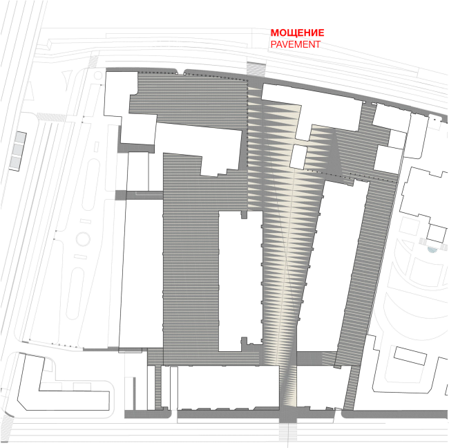 Multifunctional integrated development of the Sofiyskaya Embankment. Paving plan  Sergey Skuratov ARCHITECTS