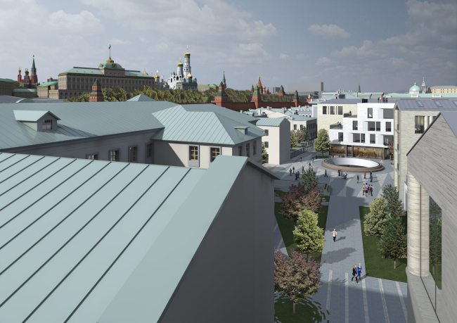 Multifunctional integrated development of the Sofiyskaya Embankment. View from the roof  Sergey Skuratov ARCHITECTS