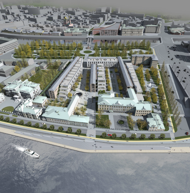 Multifunctional integrated development of the Sofiyskaya Embankment. Bird's height view � Sergey Skuratov ARCHITECTS