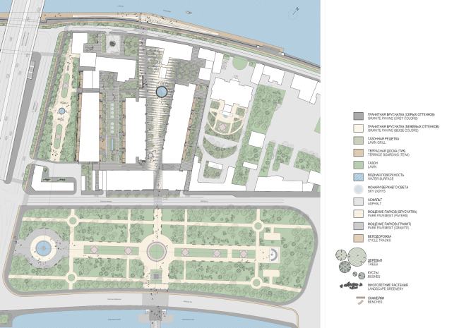 Multifunctional integrated development of the Sofiyskaya Embankment. Landscaping plan � Sergey Skuratov ARCHITECTS