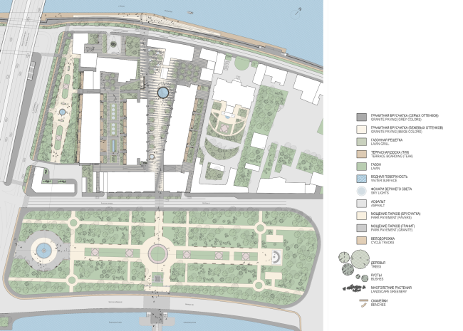 Multifunctional integrated development of the Sofiyskaya Embankment. Landscaping plan  Sergey Skuratov ARCHITECTS