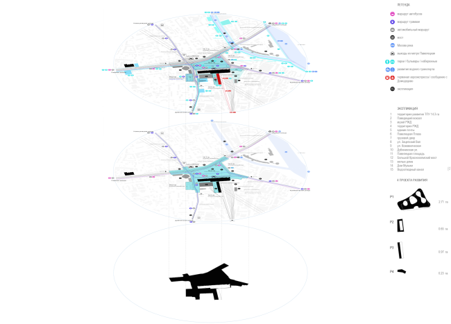 The project for a transfer hub Paveletskaya". Location plan. 2015  WALL bureau