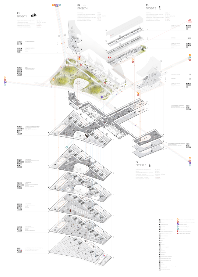 The project for a transfer hub Paveletskaya". General layout. 2015  WALL bureau