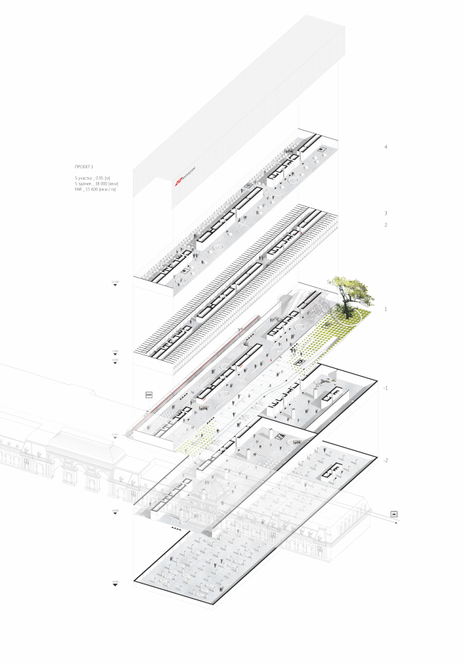 The project for a transfer hub �Paveletskaya". Project 3. 2015 � WALL bureau