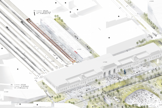 The project for a transfer hub Paveletskaya". Axonomentry. 2015  WALL bureau