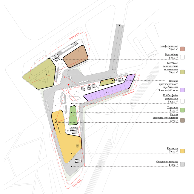 The concept of the hotel complex Radisson Blu Moscow Riverside. Plan of the 2nd floor  4izmerenie