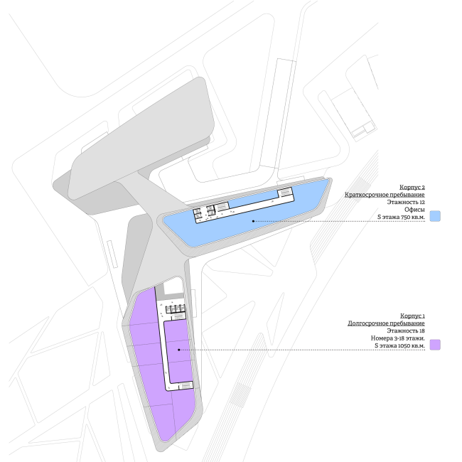 The concept of the hotel complex Radisson Blu Moscow Riverside. Plan of the 12th floor  4izmerenie