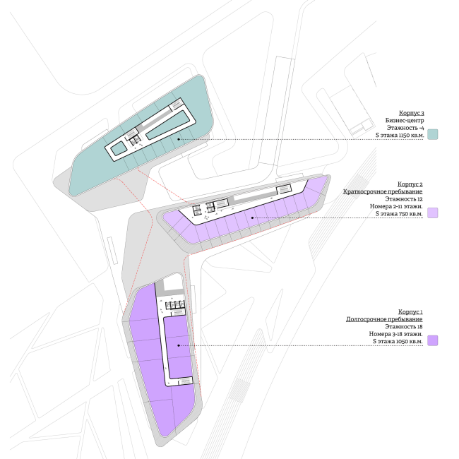 The concept of the hotel complex Radisson Blu Moscow Riverside. Plan of the 3rd floor  4izmerenie