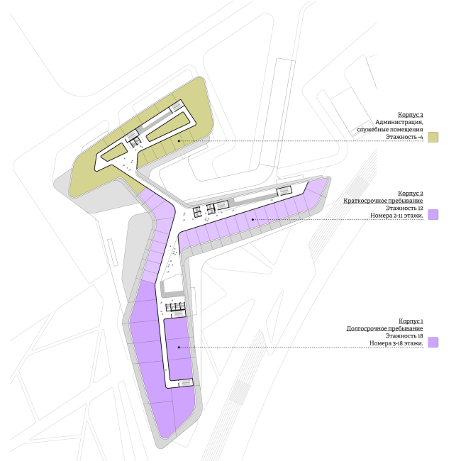 The concept of the hotel complex Radisson Blu Moscow Riverside. Plan of the 4th floor � 4izmerenie
