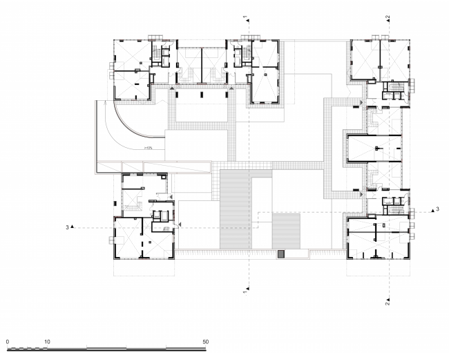 Residential complex in the proximity of the Nagatinsky Creek. Plan of the loft floor  Ostozhenka