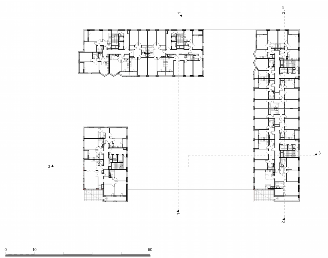 Residential complex in the proximity of the Nagatinsky Creek. Plan of the typical floor  Ostozhenka