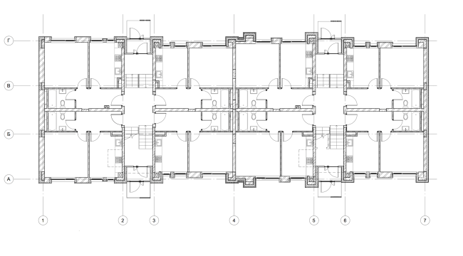 "Dutch Quarter" residential complex in Ivanteevka. Building 1, plan of the first floor. Construction, 2015  UNK project