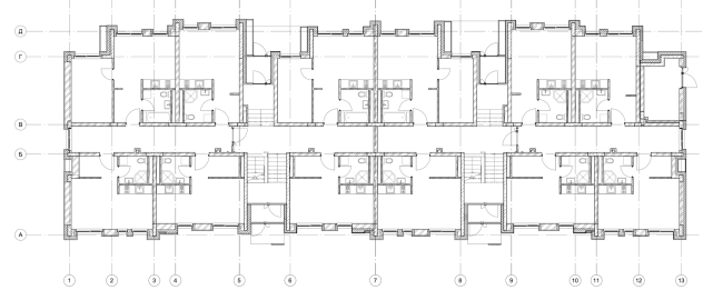 "Dutch Quarter" residential complex in Ivanteevka. Building 2, plan of the first floor. Construction, 2015  UNK project