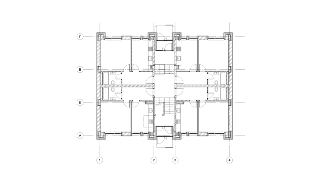 "Dutch Quarter" residential complex in Ivanteevka. Building 4, plan of the first floor. Construction, 2015  UNK project