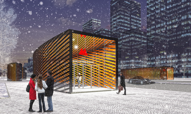"Nizhnie Mnevniki" metro station. Pavilion. Contest project, 2015 � DNK ag