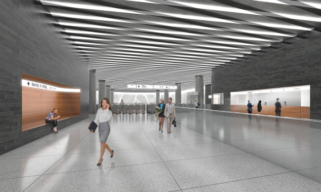 "Nizhnie Mnevniki" metro station. Ticket area. Contest project, 2015 � DNK ag