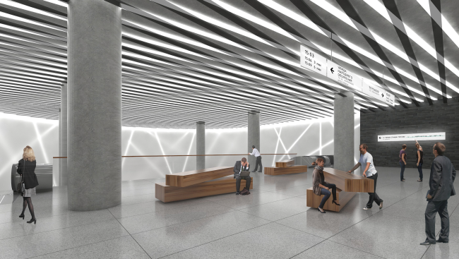 "Nizhnie Mnevniki" metro station. Escalators. Contest project, 2015  DNK ag