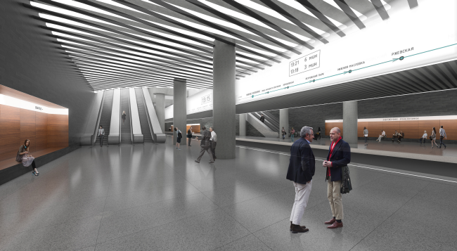 "Nizhnie Mnevniki" metro station. Platform. Contest project, 2015 � DNK ag