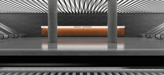 "Nizhnie Mnevniki" metro station. Platform. Contest project, 2015 � DNK ag