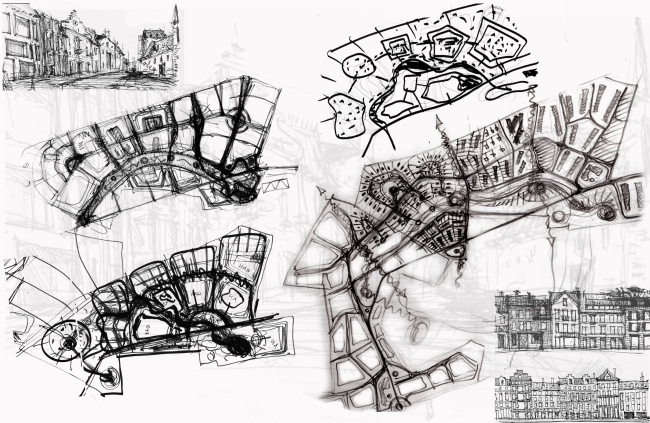 The architectural and planning concept of the residential projectin Kirov. Sketches. Project, 2015 � Archstroydesign