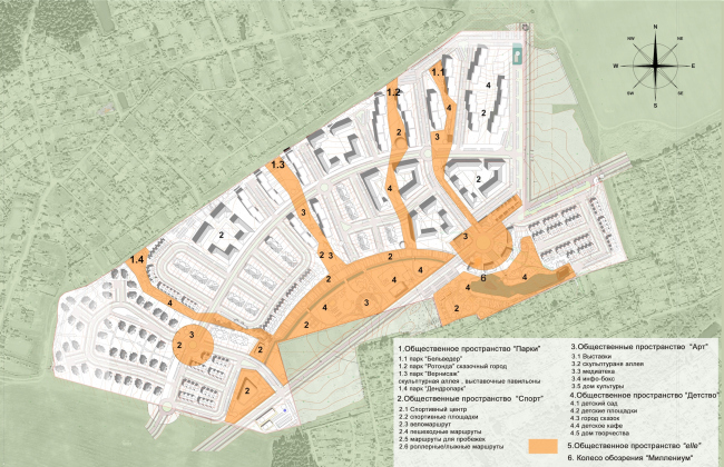 The architectural and planning concept of the residential projectin Kirov. Layout of the public territories. Project, 2015  Archstroydesign