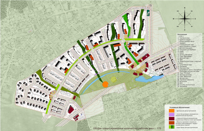 The architectural and planning concept of the residential projectin Kirov. Map of socially active centers. Project, 2015  Archstroydesign