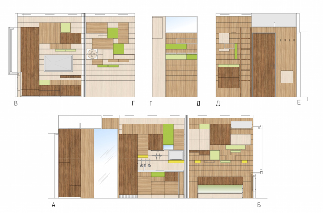 Design concept for efficiency apartments. Development drawing of "Eco" project  Arch group