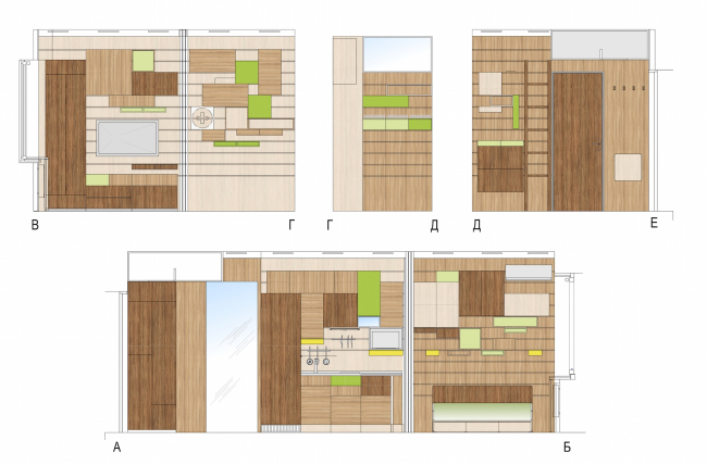 Design concept for efficiency apartments. Development drawing of "Eco" project � Arch group