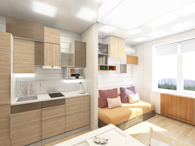 Design concept for efficiency apartments. "Tetris" option  Arch group