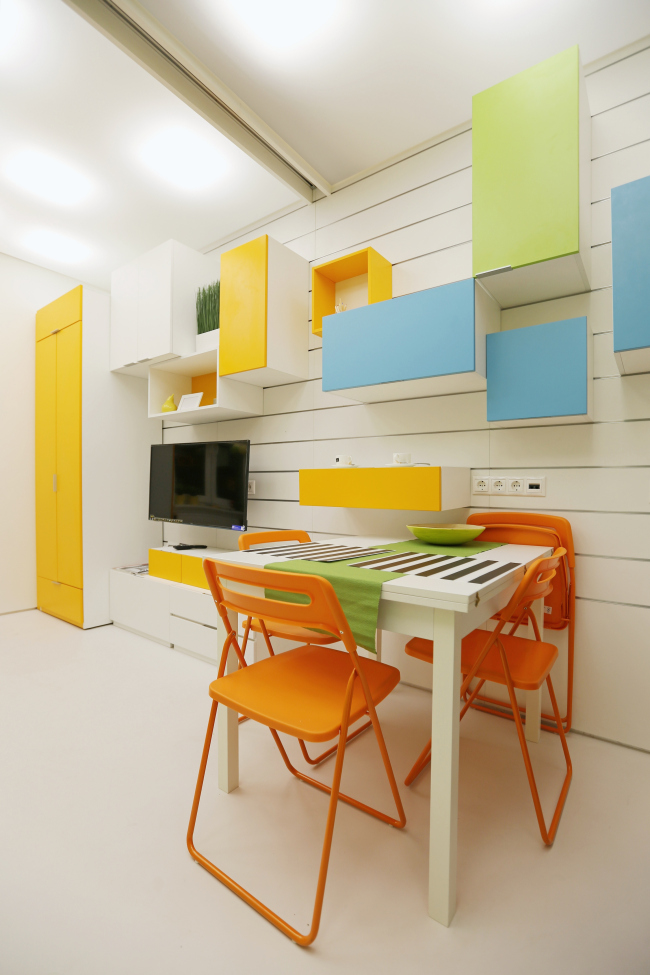 Design concept for efficiency apartments. Photographs � Arch group