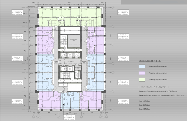 Multifunctional residential complex on the 5th Donskoy Proezd. Plan of the typical floor. Project, 2015 � ABV Group