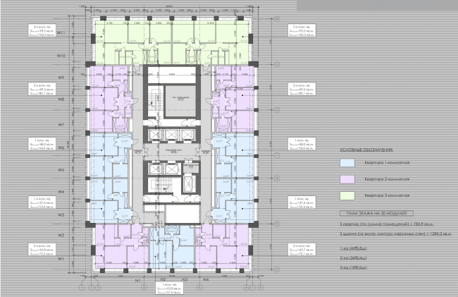 Multifunctional residential complex on the 5th Donskoy Proezd. Plan of the typical floor. Project, 2015  ABV Group