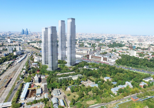 Multifunctional residential complex on the 5th Donskoy Proezd. 4 towers. View from the power plant. Project, 2015  ABV Group