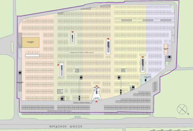 Shopping and entertainment complex "Burunduki". Plan of the parking lot. Project, 2015  ARKHIMATIKA