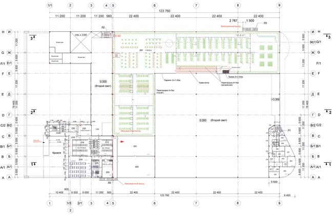"Lenta" shopping center on the Vyborg Highway. Plan of the 2nd floor. Construction, 2004 � Anatoly Stolyarchuk architects