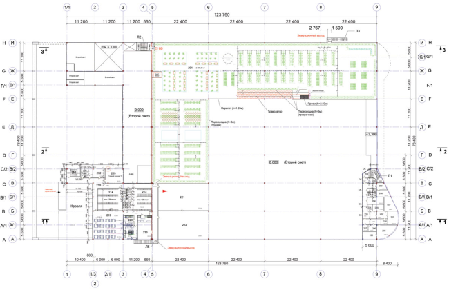 "Lenta" shopping center on the Vyborg Highway. Plan of the 2nd floor. Construction, 2004  Anatoly Stolyarchuk architects