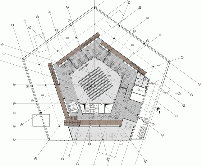 Plan of the second floor. The students' cafe of the Higher Management School of Saint Petersburg State University. Structure. Construction, 2014 � Studio 44
