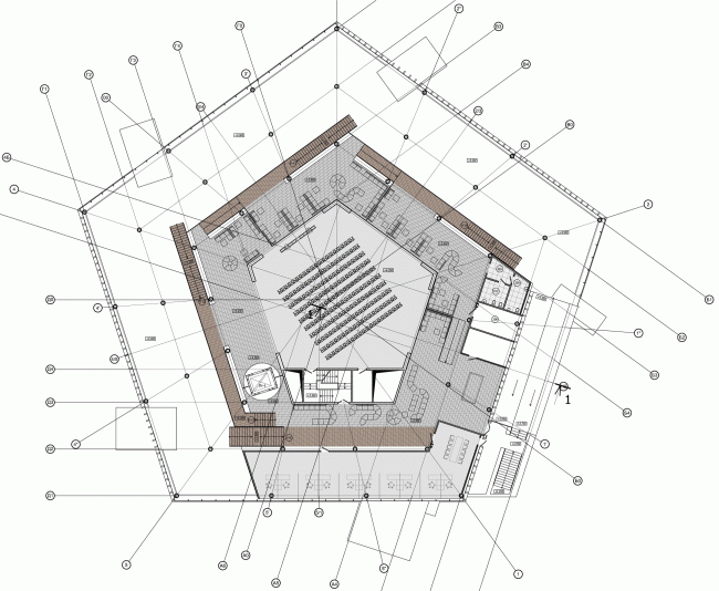 Plan of the second floor. The students' cafe of the Higher Management School of Saint Petersburg State University. Structure. Construction, 2014  Studio 44