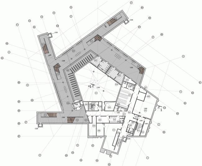 Plan of the basement floor. The students' cafe of the Higher Management School of Saint Petersburg State University. Structure. Construction, 2014 � Studio 44