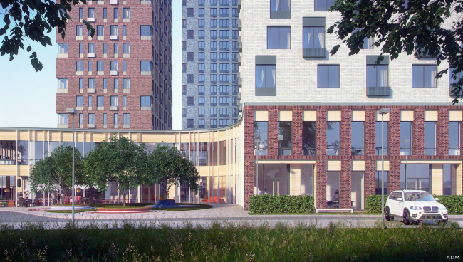 Multifunctional building with residential and other kinds of premises on the Shosse Entuziastov. Main entrance. Project, 2015 � ADM