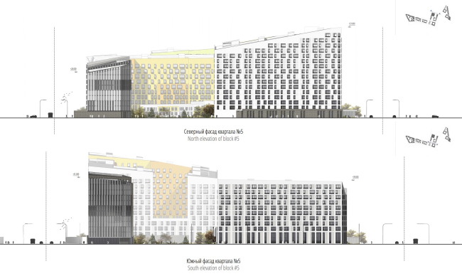 Concept of the integrated social and housing project on the Vasilyevsky Island. Facades. A.Len. Photo courtesy by "Glorax Development"