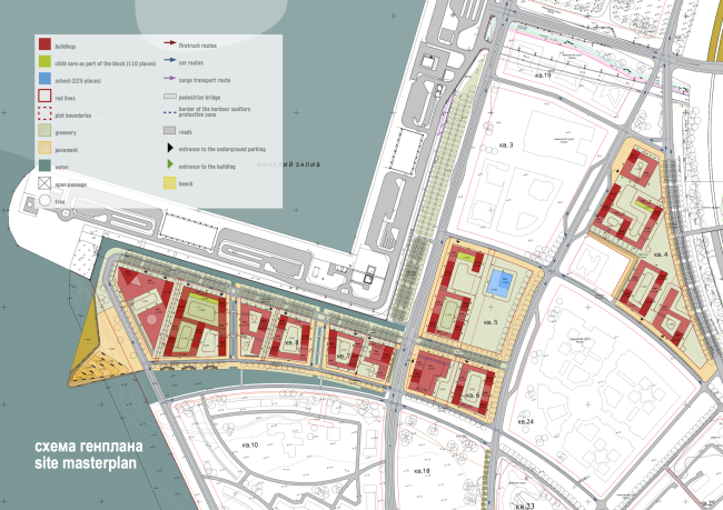 Concept of the integrated social and housing project on the Vasilyevsky Island. Master plan. KCAP+ORANGE. Photo courtesy by "Glorax Development"