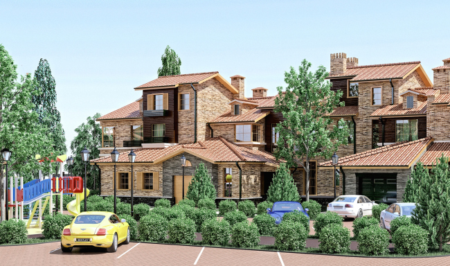 The architectural and planning concept of the residential projectin Kirov. An example of development in the style of historicism. Project, 2015 � Archstroydesign