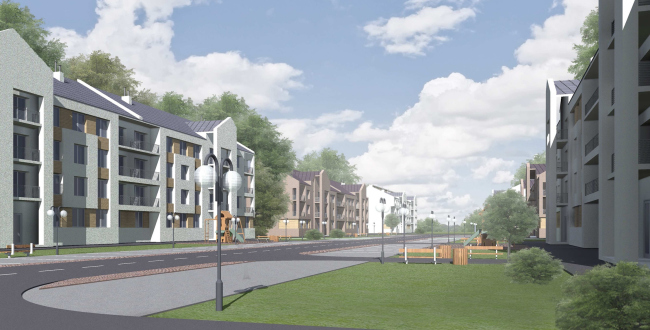 The architectural and planning concept of the residential projectin Kirov. An example of development in the style of modernism. Project, 2015 � Archstroydesign